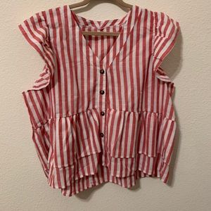 Red and White Striped layered top